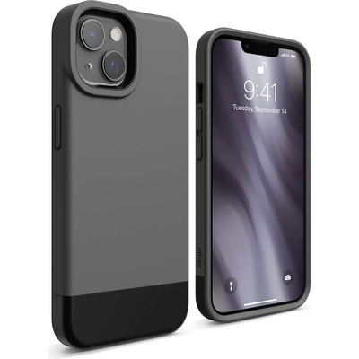elago Glide Case - удароустойчив силиконов (TPU) калъф за iPhone 13 (тъмносив-черен)