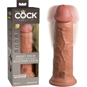  Пенис вибратор от силикон, двойна плътност, 22см. - King Cock Elite Tan (PIPE577822)