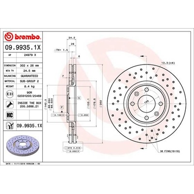 BREMBO Brzdový kotúč 0999351X