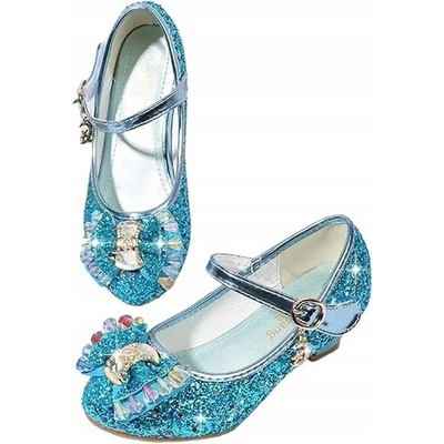 Sandálky balerínky třpytivé pro dívku modré k šatům