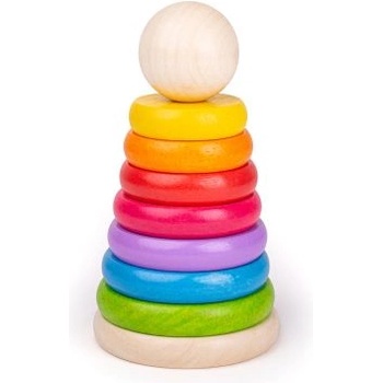Bigjigs Toys - Дървена кула за нанизване - Дъга (BB098)