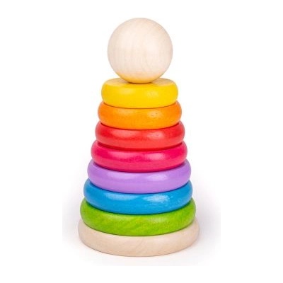Bigjigs Toys - Дървена кула за нанизване - Дъга (BB098)