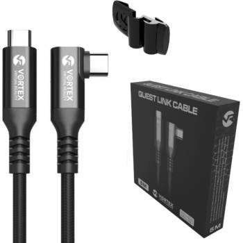 Vortex Virtual Reality Кабел VortexVR 5 м + закопчалка | USB-C | за Quest 3 Quest 3S Quest 2 (VVR.K5M3.CO.OQ2.USB.C.2022)