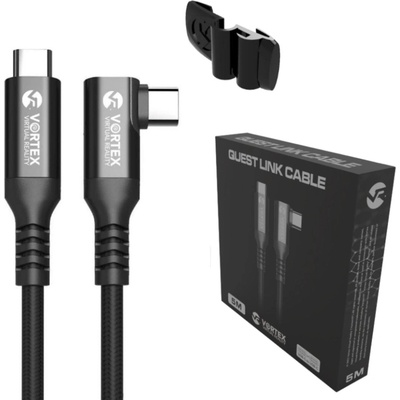 Vortex Virtual Reality Кабел VortexVR 5 м + закопчалка | USB-C | за Quest 3 Quest 3S Quest 2 (VVR.K5M3.CO.OQ2.USB.C.2022)