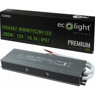 LED zdroj vodotěsný 200W 12V IP67 PREMIUM Eco Light EC20983