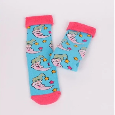 Детски термо чорапи в светлосиньо с луна и звезди