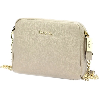 Pierre Cardin kožená crossbody kabelka jednozipová béžová