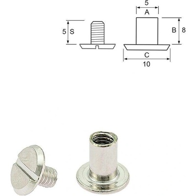 náhradní nýt - stříbrný - 8mm