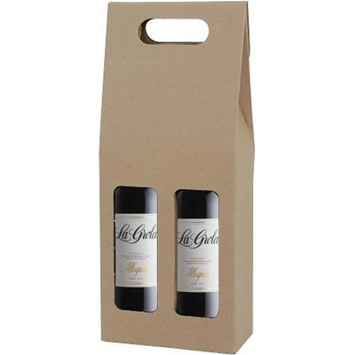 Darčekové balenie na 2 fľaše 0,75 l, farba: natur, rozmer: 166x82x403 mm