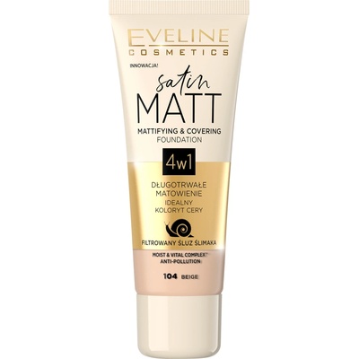 Eveline Cosmetics Satin Matt Tónovací krém s matným efektem 104 Beige 30 ml