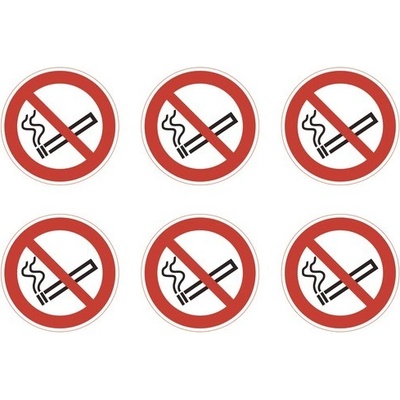 Symbol Zákaz kouření, 6x, samolepka