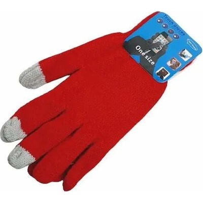 zimní strečové rukavice vhodné i pro dotykové telefony červená