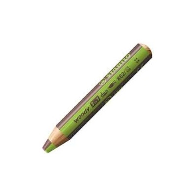 Stabilo Woody 3 in 1 Duo pastelka voskovka svetlo zelená hnedá