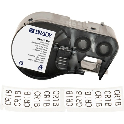 Brady M4-141-499 / 170807, 25.40 mm, Nylon, čierna tlač / biely podklad