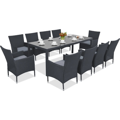 Garden Point Milan/Grenada 10 градински мебели от техноратан с голяма маса Garden Point антрацит (GAP1396-102)