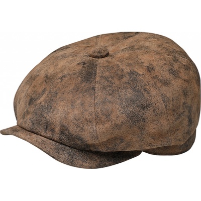 Fiebig Headwear since 1903 pánská kožená 8-dílná bekovka s podšívkou hnědá kožená