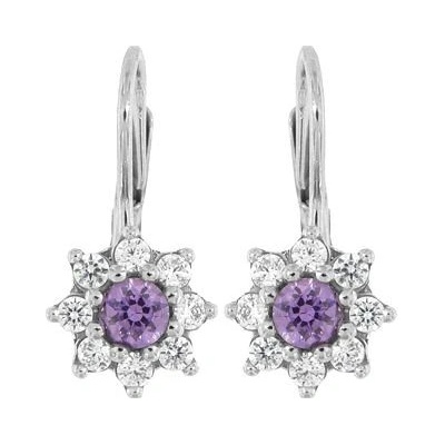 Infinitysilver stříbrné náušnice kytičky s fialovým zirkonem 438127FZp