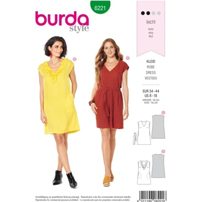 Strih Burda 6221 - Voľné letné šaty, ľanové šaty (v angličtine)