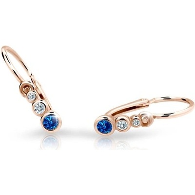 Danfil dětské náušnice C2255 z růžového zlata s kamínky Dark Blue zapínání brizura