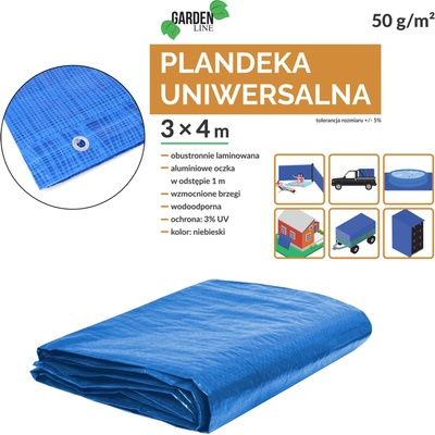 CHOMIK Krycia plachta 3X4 m modrá PE 50 g/m? s okami CH-DEK4089