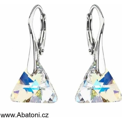 Swarovski Elements Xilion Triangle krystal stříbrné náušnice visací bílý duhový trojúhelník 39174.2 Crystal AB