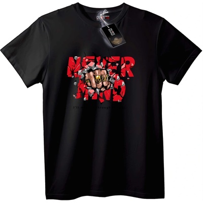 NOONEBRAND Тениска никога не се предавай с юмрук - 6XL, Black