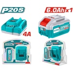 TOTAL Комплект акумулаторна батерия и зарядно TOTAL INDUSTRIAL, 20 V, 6.0 Ah (TL IND TFBCPK1416E)