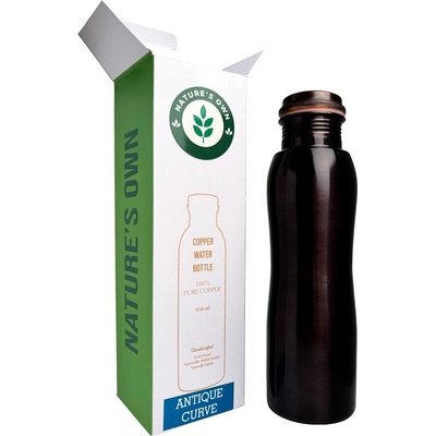 Měděná láhev na vodu zaoblená Černá, 950 ml, Nature's Own