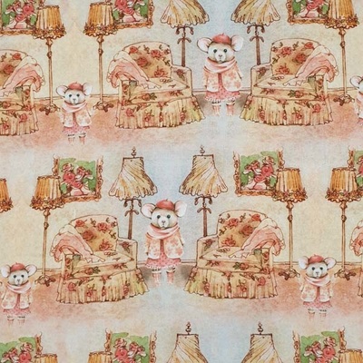 Bavlněný atlas, myší budoár, š.140