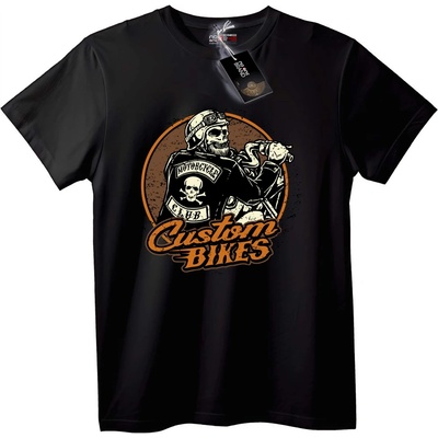 NOONEBRAND Тениска Байкер Череп Custom Bikes - 6XL, Black