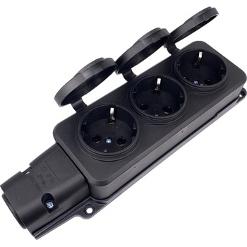 Удължител No brand 5703, 3 гнезда, 250V, 16A, Влагозащитен, Без кабел, Черен - 17872 (17872)