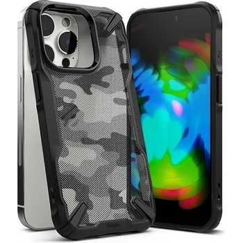 Ringke Противоударен Хибриден Калъф за iPhone 14 Pro Max, RINGKE Fusion X Camouflage Case, Черен (8809881262338)