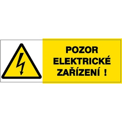Značka Pozor – Elektrické zařízení!, samolepicí fólie, 148 × 52 mm BZ FJ326