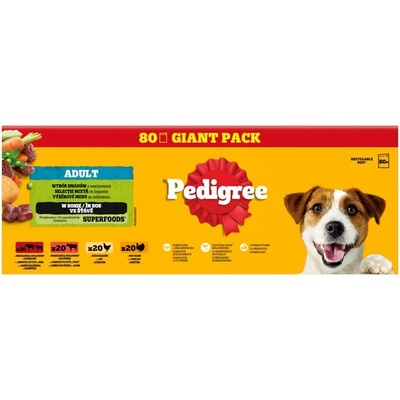 Pedigree Adult zmiešaný výber v šťave 80 x 100 g