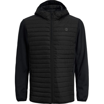 Jack and Jones Яке Jack and Jones Men's Windproof Hooded Long Sleeve Plus Size Quilted Jacket - Black