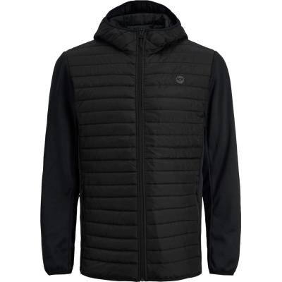 Jack and Jones Яке Jack and Jones Men's Windproof Hooded Long Sleeve Plus Size Quilted Jacket - Black