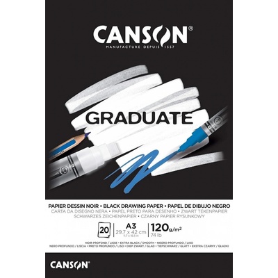 Canson Pad Graduate Papier Dessin Noir Skicář A3 120 g Noir