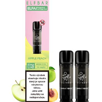 Elf Bar ELFA Pods cartridge 2Pack - 20mg (Předplněné cartridge Elf Bar ELFA obsahují 2ml liquidu o síle nikotinu 20mg)