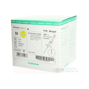 Introcan-W Safety Pur 24G i.v. s krídelkami 0,7 x 19 mm žltá 50 ks
