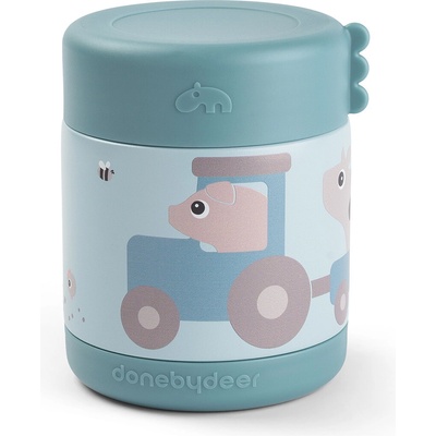 Done by Deer Dětská termonádoba Tiny Farm modrá 300 ml