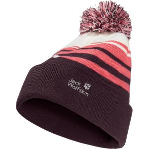 Jack Wolfskin Детска зимна шапка (beanie) Jack wolfskin Kid's Stripy Pompom Beanie - Amaranth - размер 51-53 cm (904-4233-0111)