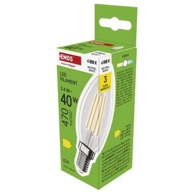 Emos LED žiarovka Filament sviečka E14 3,4 W 40 W 470 lm neutrálna biela