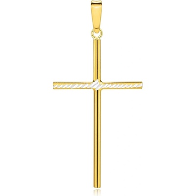 Šperky Eshop Stříbrný přívěsek zlato a stříbro latinský kříž šikmé proužky G08.23
