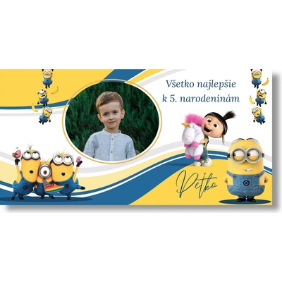 Personal Narodeninový banner s fotkou - Mimoni Rozmer banner: 130 x 65 cm