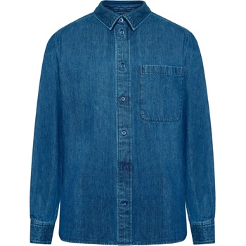 KnowledgeCotton Apparel Мъжка риза с копчета Knowledgecotton apparel Loose Denim Shirt - Dark Blue Denim (033-2925-0111)