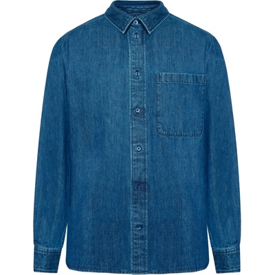 KnowledgeCotton Apparel Мъжка риза с копчета Knowledgecotton apparel Loose Denim Shirt - Dark Blue Denim (033-2925-0111)
