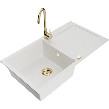 Mexen Leo гранитна мивка с 1 корито, с отцедник и кухненски смесител Telma, (6501-20-670200-50)