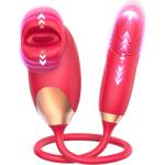 SuperLove 2in1 Mouth Kissing & Thrusting Dildo Red