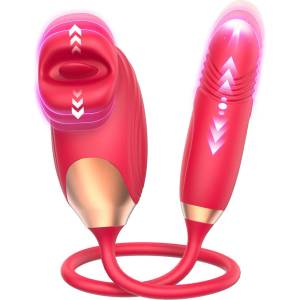 SuperLove 2in1 Mouth Kissing & Thrusting Dildo Red