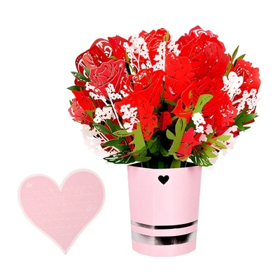 Луксозна 3d картичка Букет Червени Цветя (К86293-3)